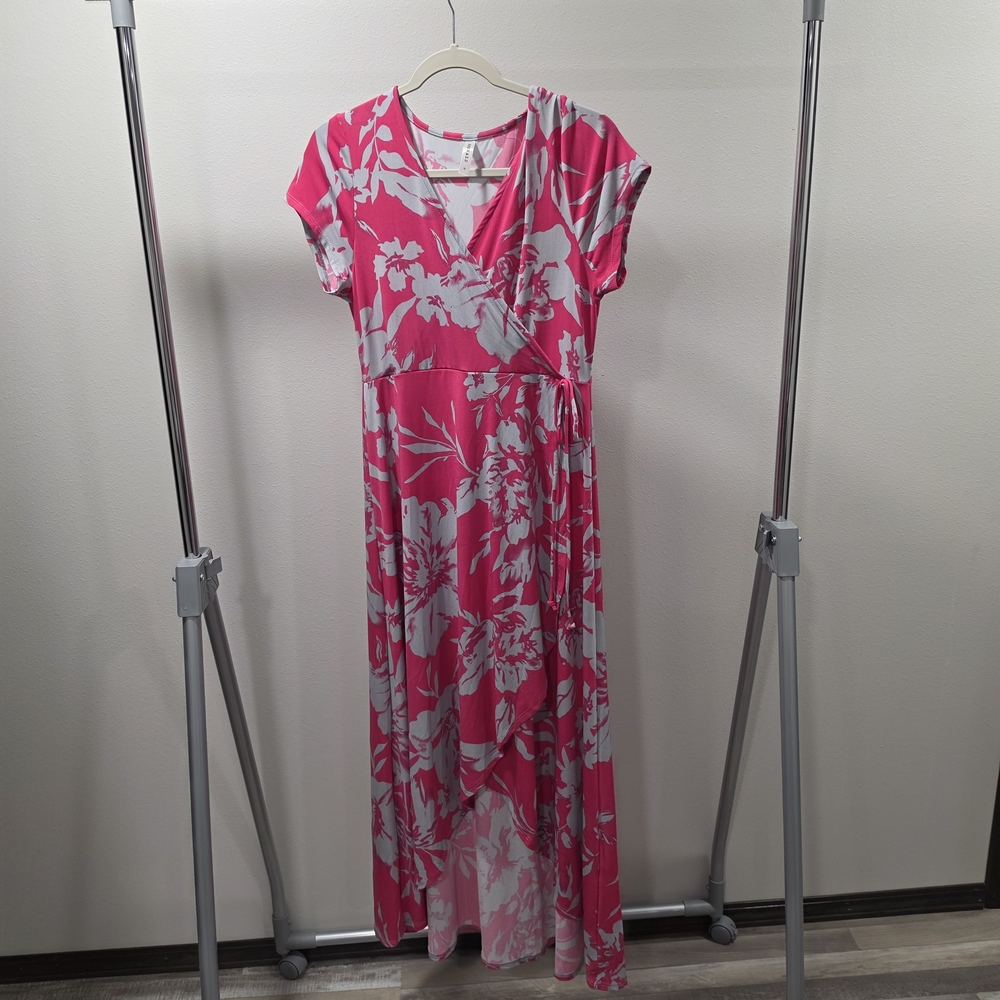 Floral Pink Wrap Dress